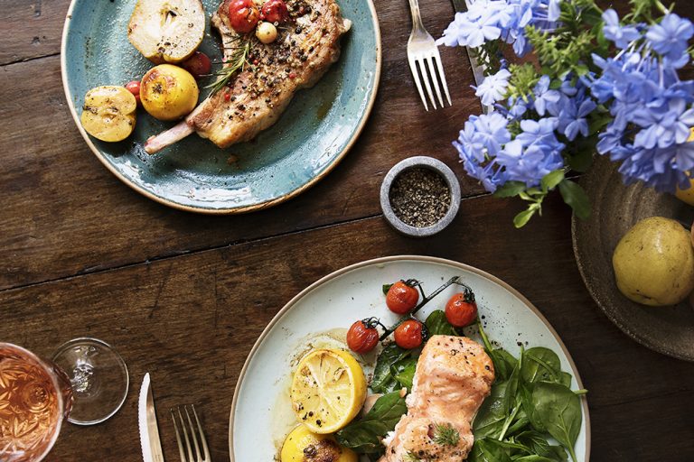 Table for two food photography recipe idea