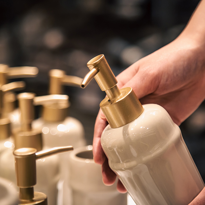 Close-up, bottles with dispensers for liquid soap
